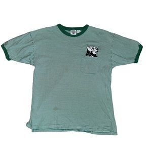 Vintage 90’s Acme Looney Tunes Pepe Le Pew Green &White Striped Ringer Tee Y2K